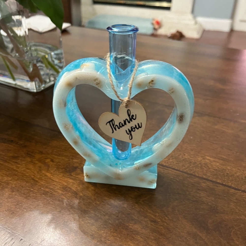 Resin blue flower vase.